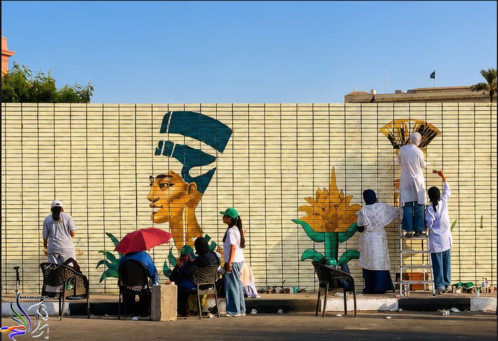نقاشی دیواری توت‌عنخ‌آمون و نفرتیتی در میدان التحریر قاهره